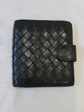 Bottega Veneta Black Leather Small Snap Wallet